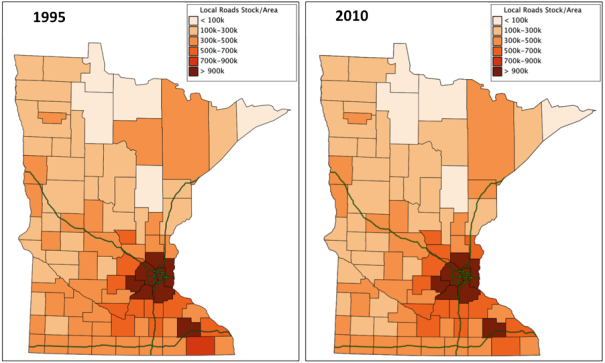 Local road Capital Stocks in Minnesota Counties, 1995 and 2010